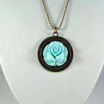 Vintage style blue rose nec..