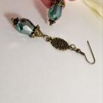 Teal long earrings, dangle,..