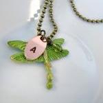 Dragonfly necklace, hand st..
