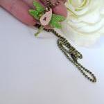 Dragonfly necklace, hand st..