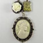 Large green cameo necklace,..