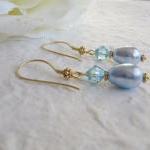Blue gold earrings, 24K gol..