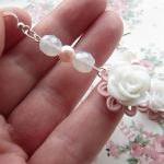 Pink long flower earrings, ..