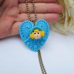 Cute large blue heart neckl..