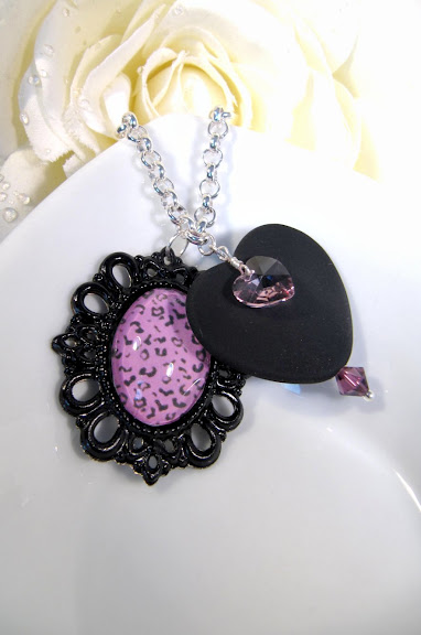 Purple charm necklace