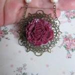 Deep pink long flower neckl..