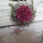 Deep pink long flower neckl..
